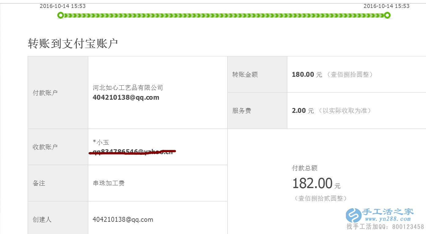  河南林州郭女士收到加工費180元，女性兼職創(chuàng)業(yè)好項目